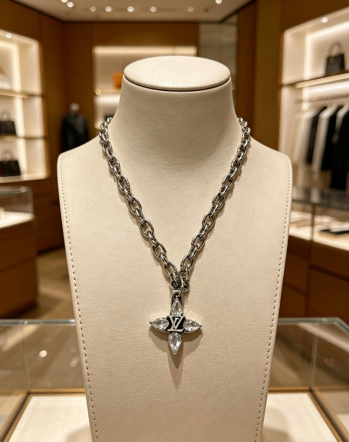 Martin Graham pendant necklace in polished metal-tone – close-up detail