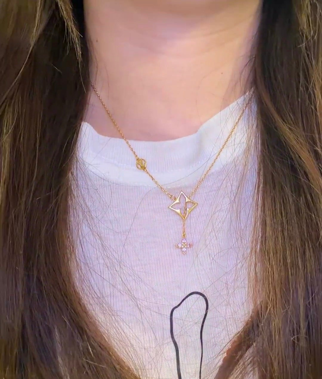 Martin Graham pendant necklace in polished metal-tone – front product view