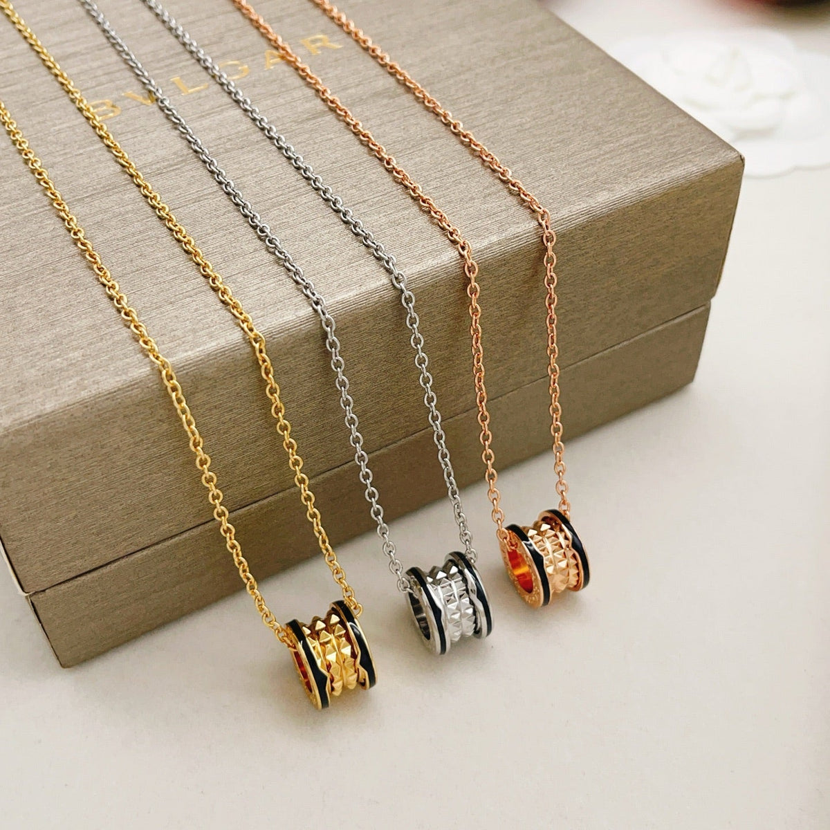 Martin Graham pendant necklace in polished metal-tone – front product view
