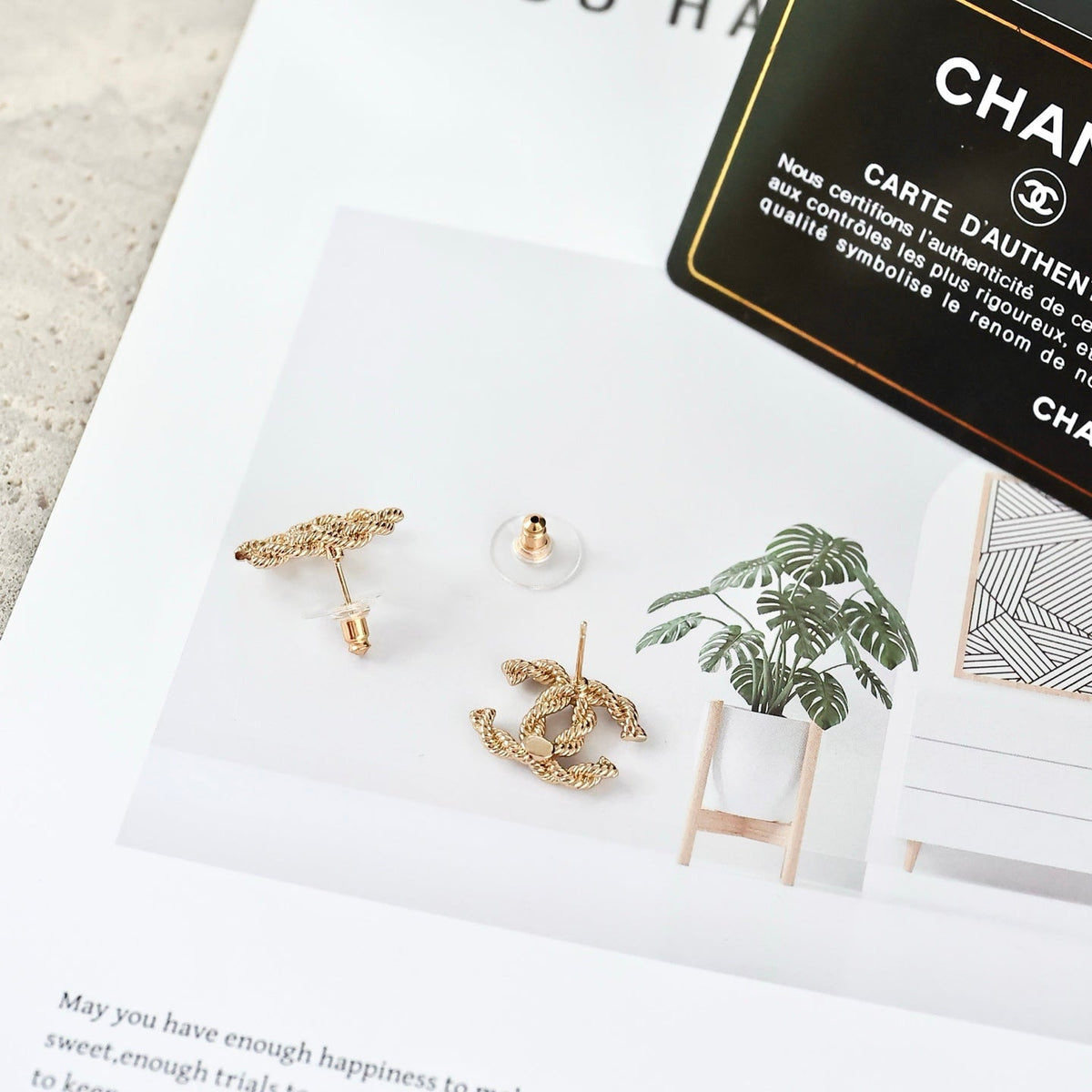 Martin Graham stud earrings in polished metal-tone – detail view