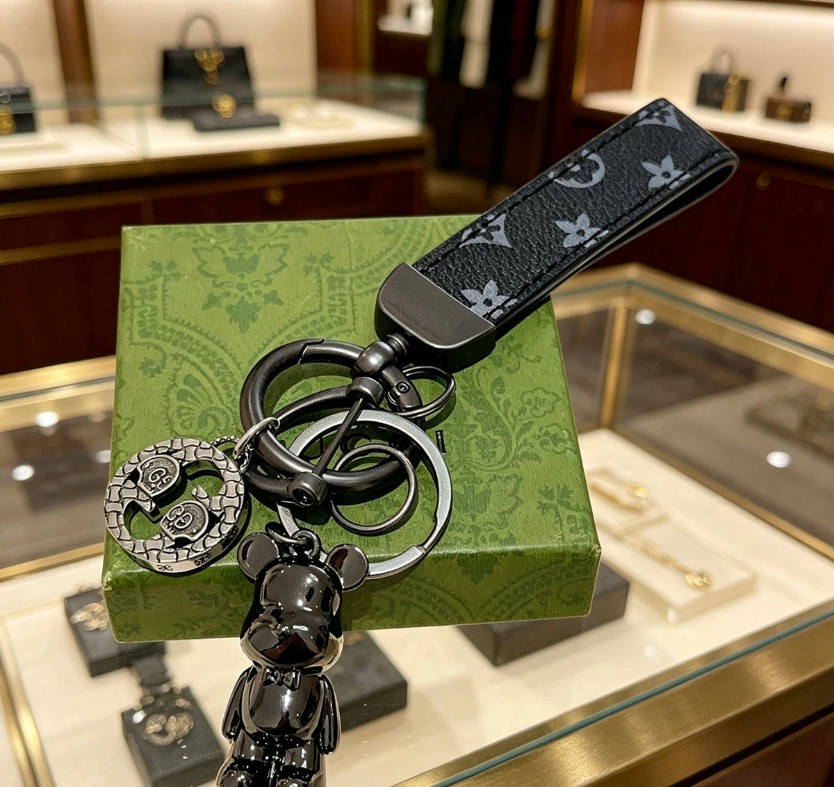 Martin Graham keychain in polished metal-tone – close-up detail