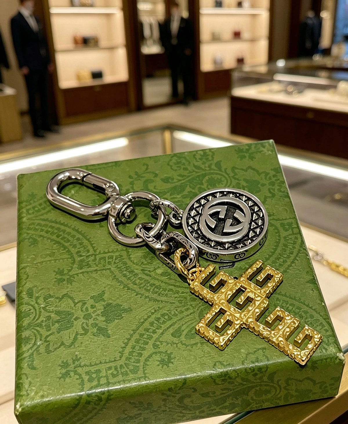 Martin Graham keychain in polished metal-tone – close-up detail