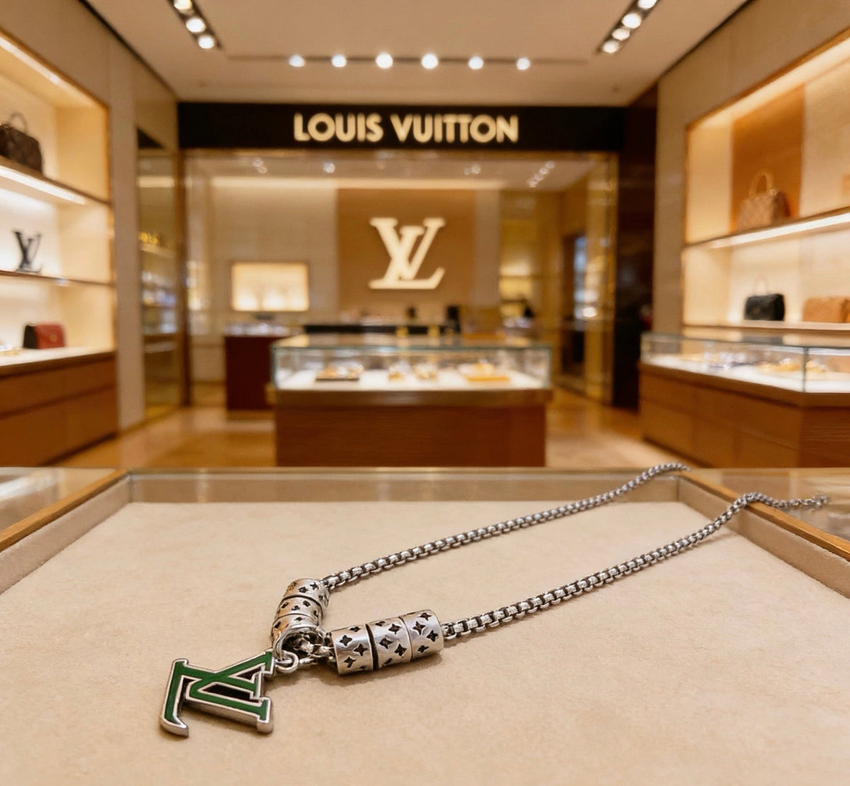 Martin Graham pendant necklace in polished metal-tone – styled product view