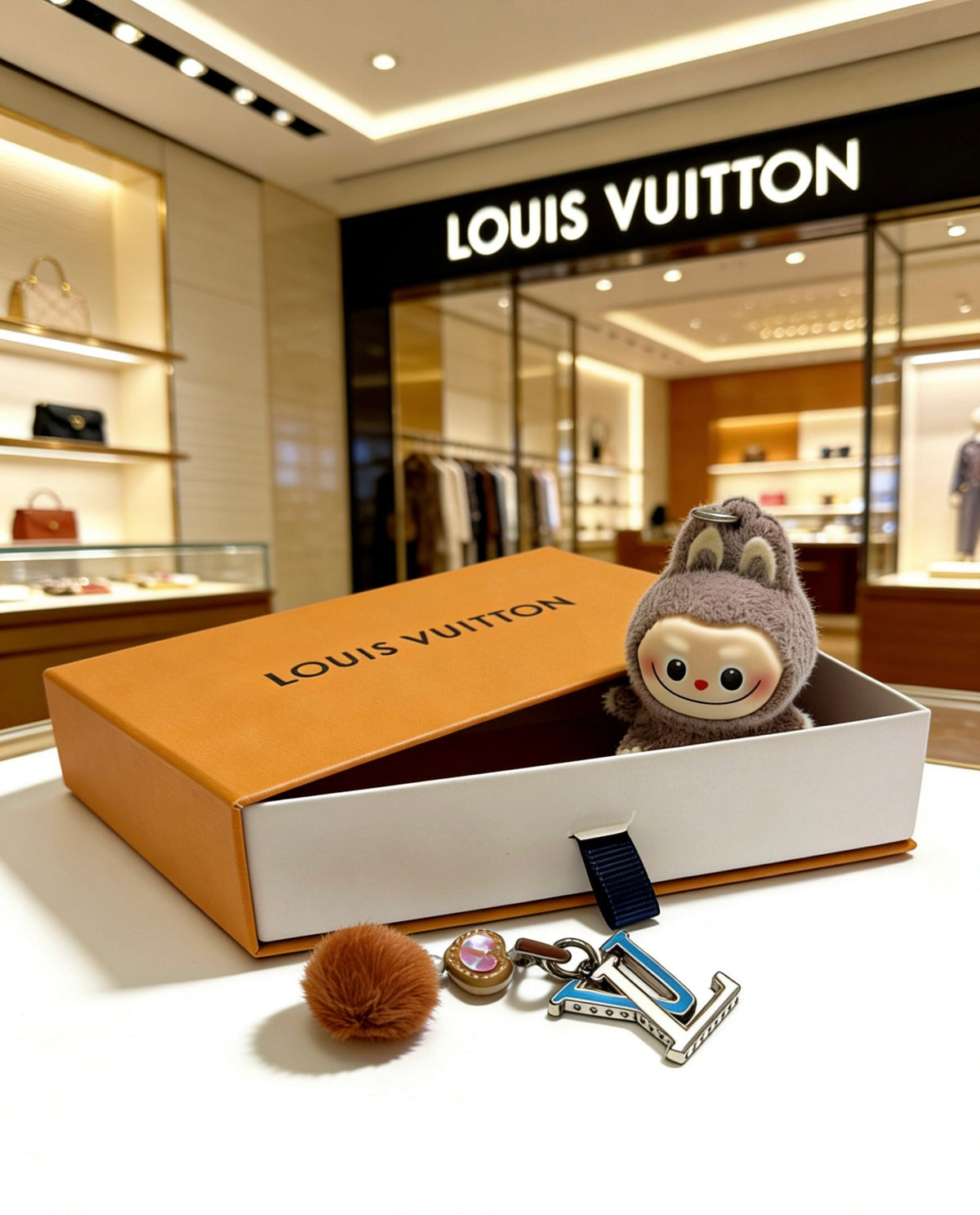 Martin Graham keychain in polished metal-tone – styled product view