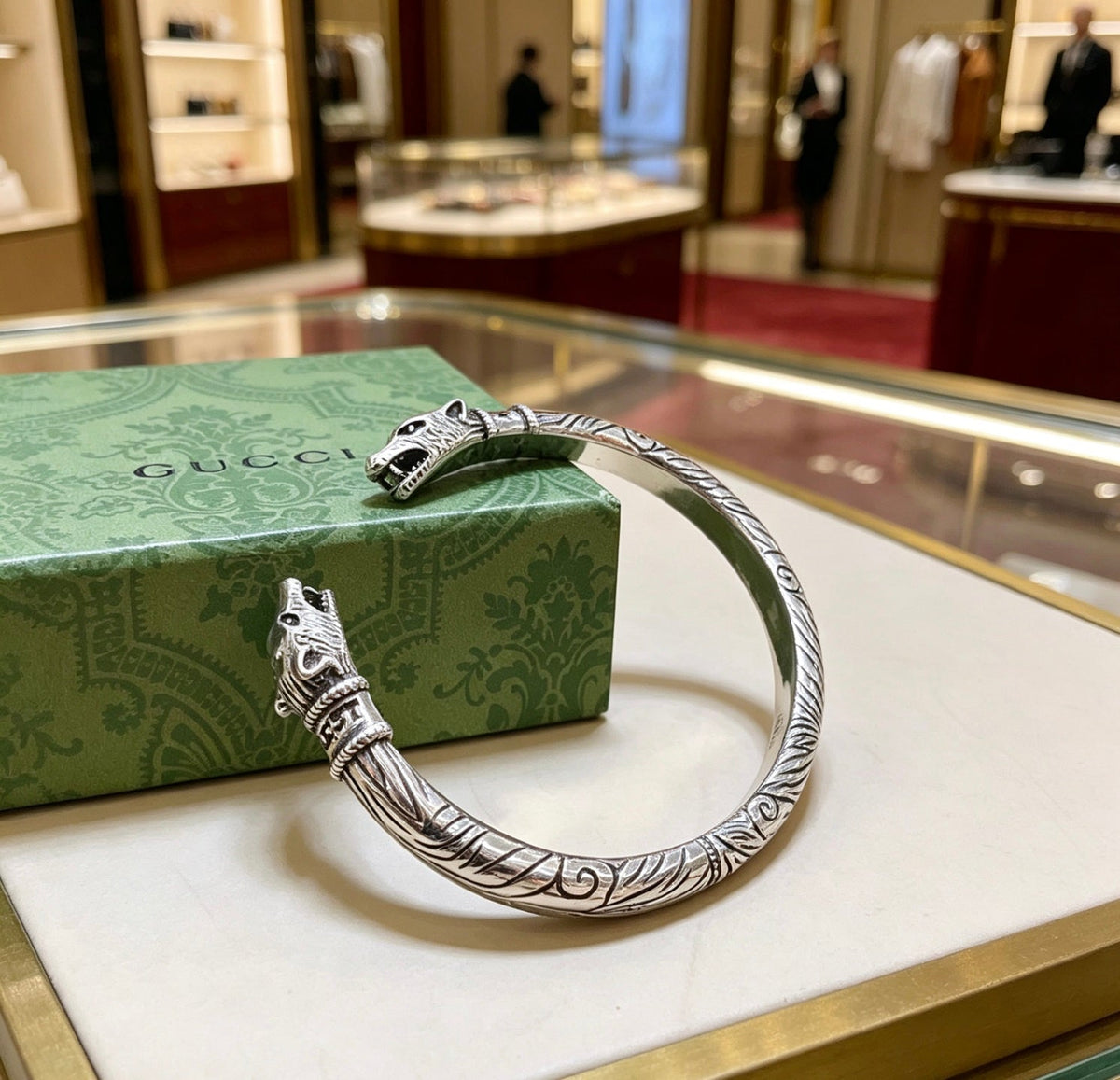 Martin Graham bangle in polished metal-tone – styled product view