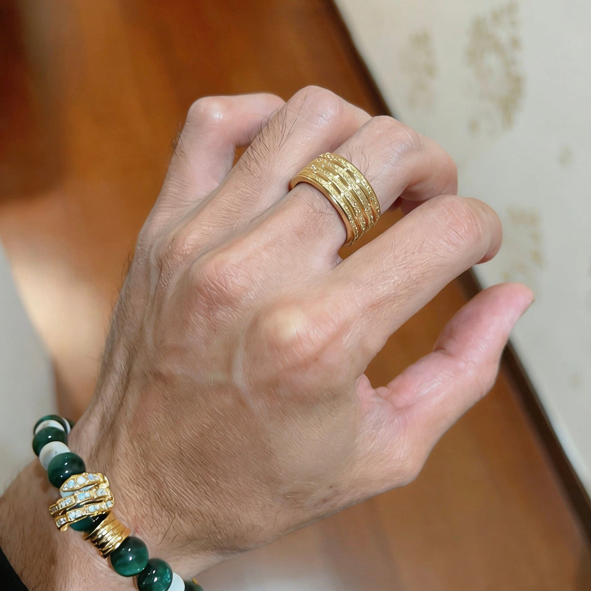 Martin Graham ring in polished metal-tone – styled product view