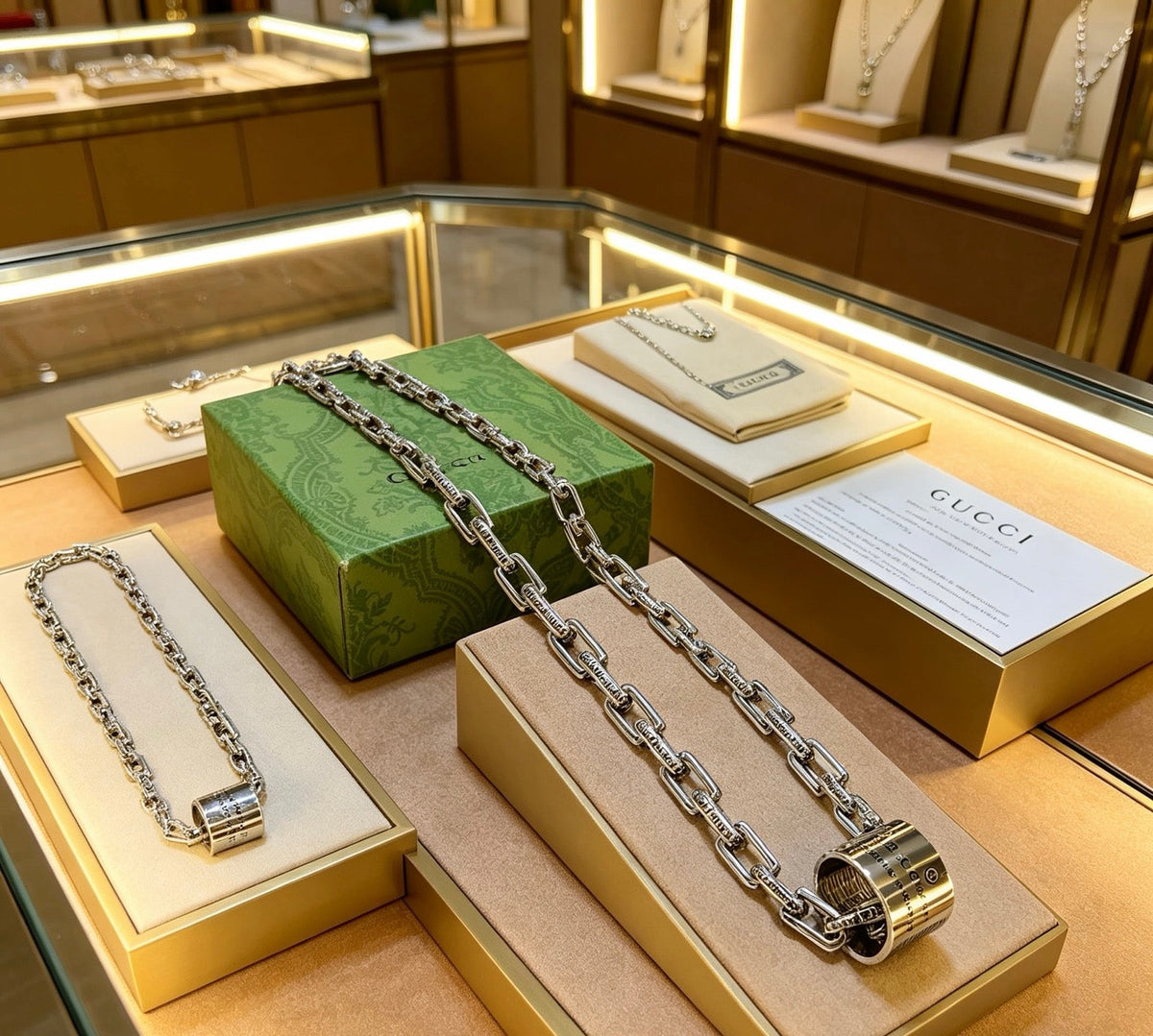 Martin Graham pendant necklace in polished metal-tone – front product view