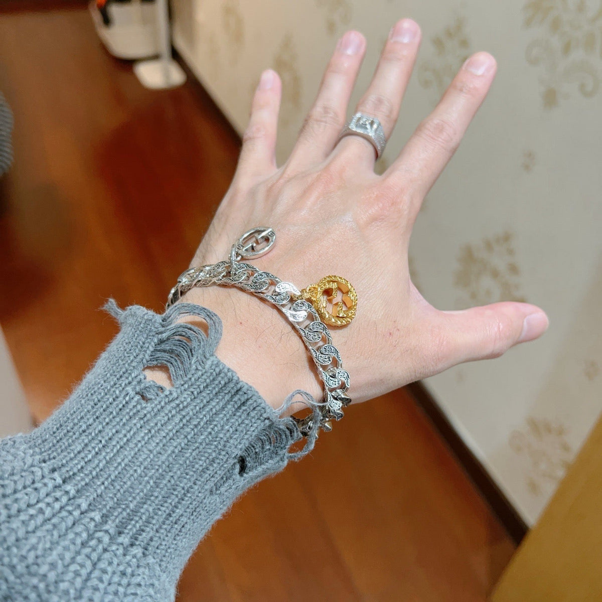 Martin Graham bracelet in polished metal-tone – front product view