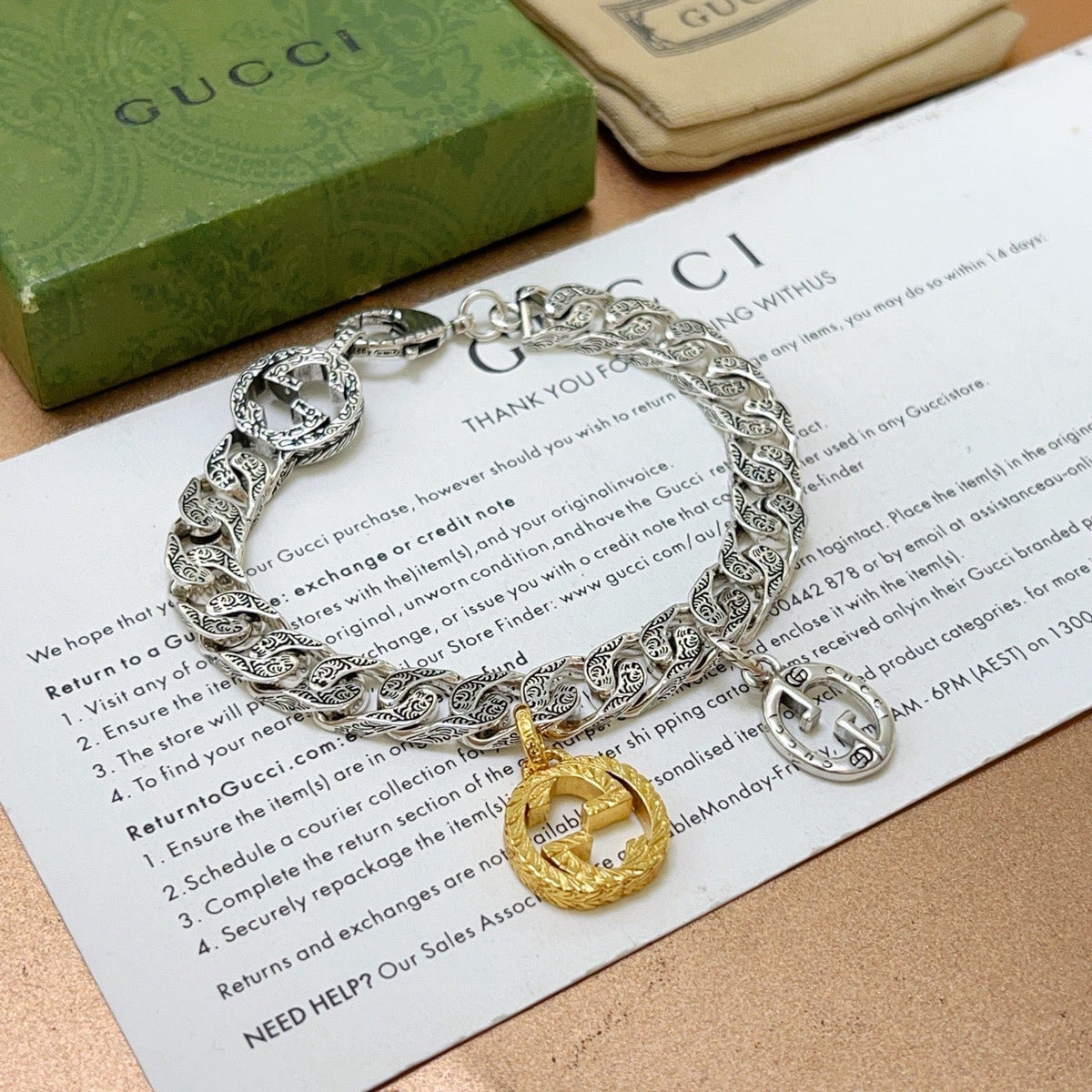 Martin Graham bracelet in polished metal-tone – side detail