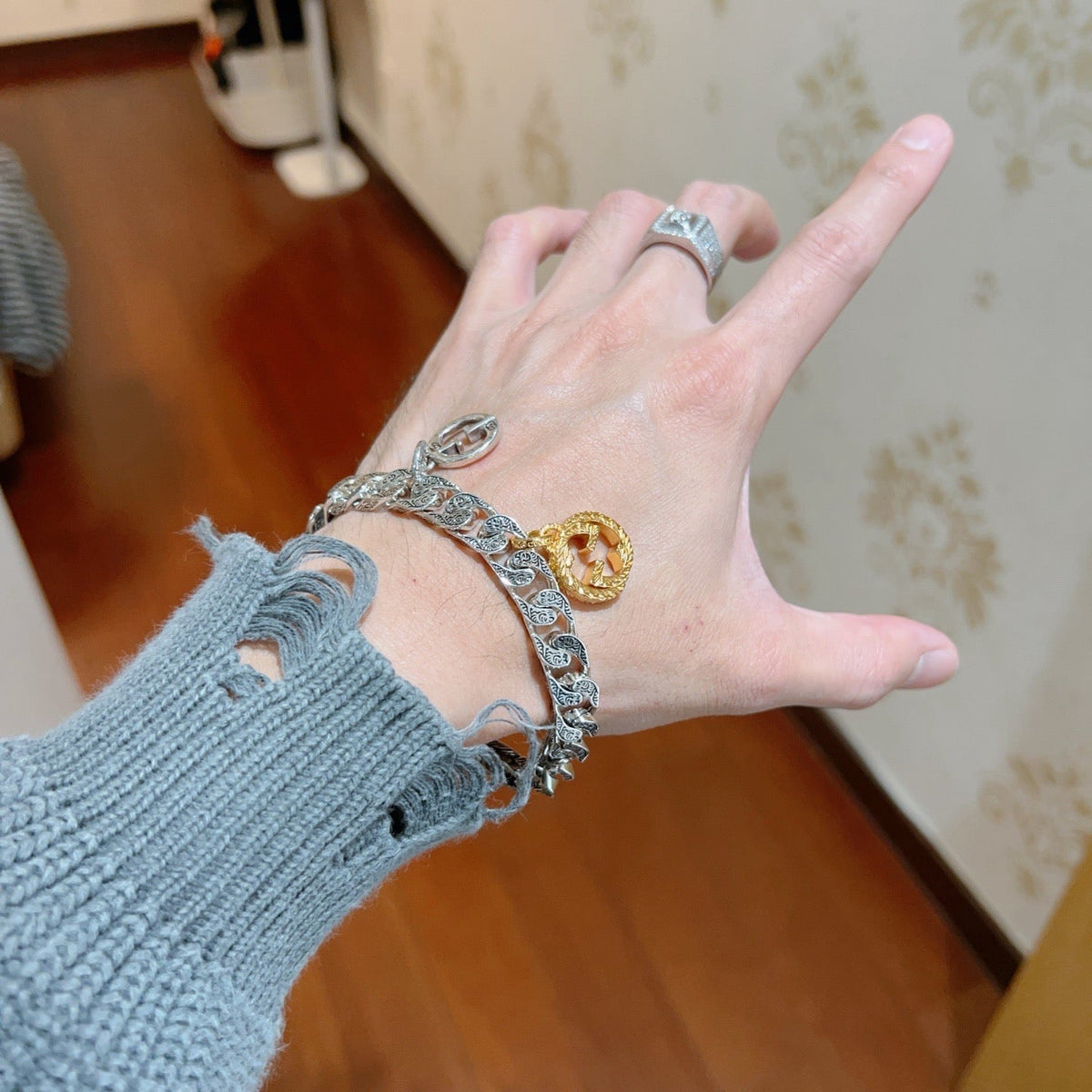 Martin Graham bracelet in polished metal-tone – styled product view