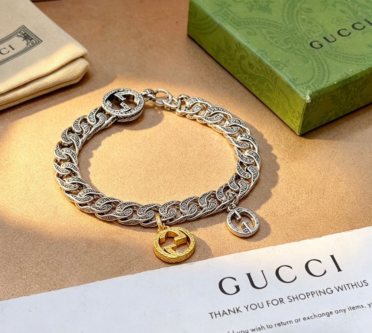 Martin Graham bracelet in polished metal-tone – detail view