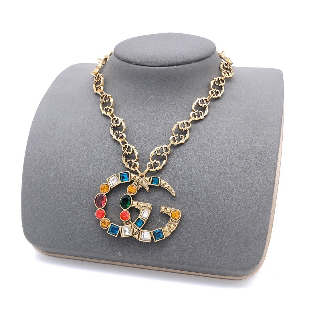 Martin Graham pendant necklace in polished metal-tone – styled product view