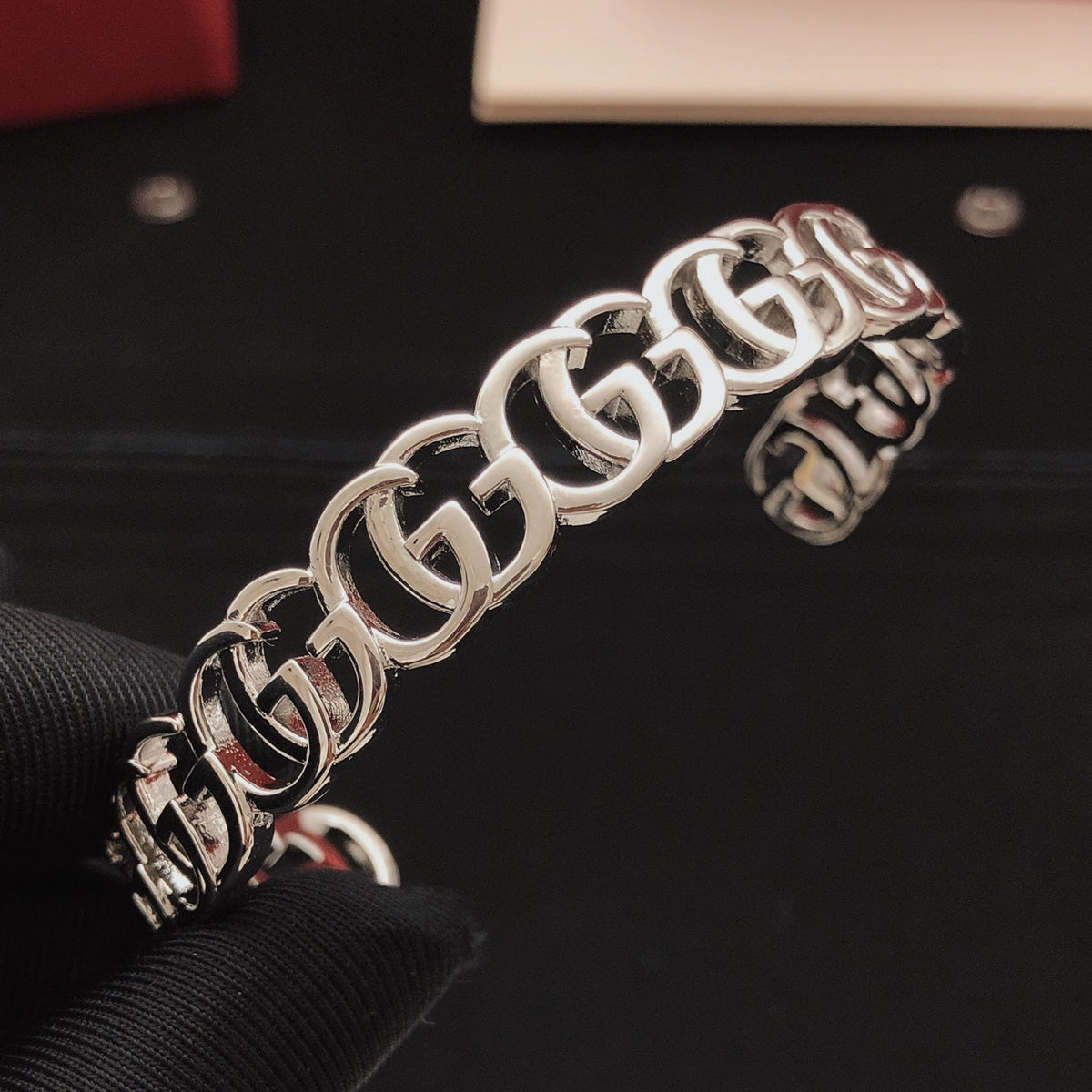 Martin Graham bangle in polished metal-tone – front product view