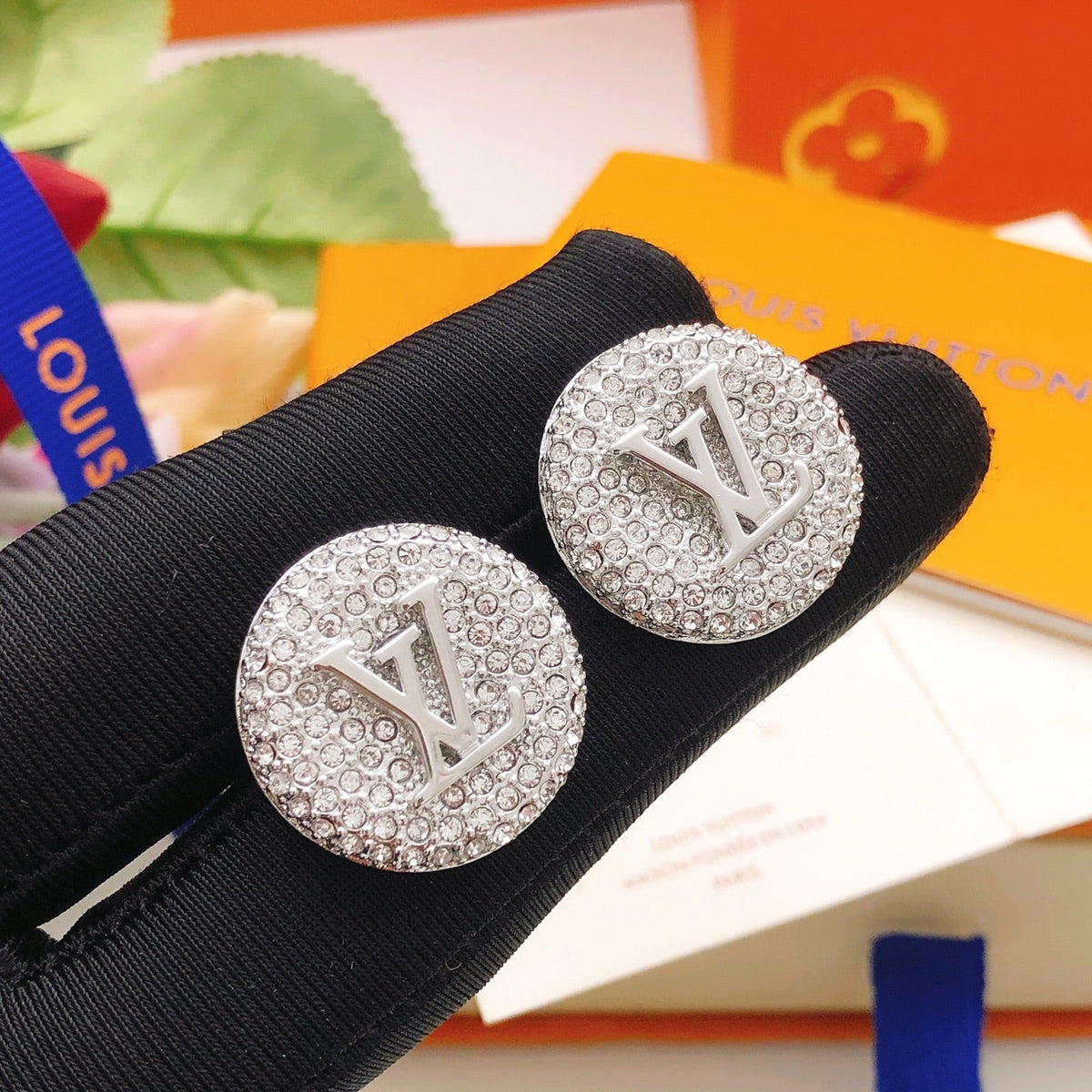 Martin Graham stud earrings in polished metal-tone – front product view