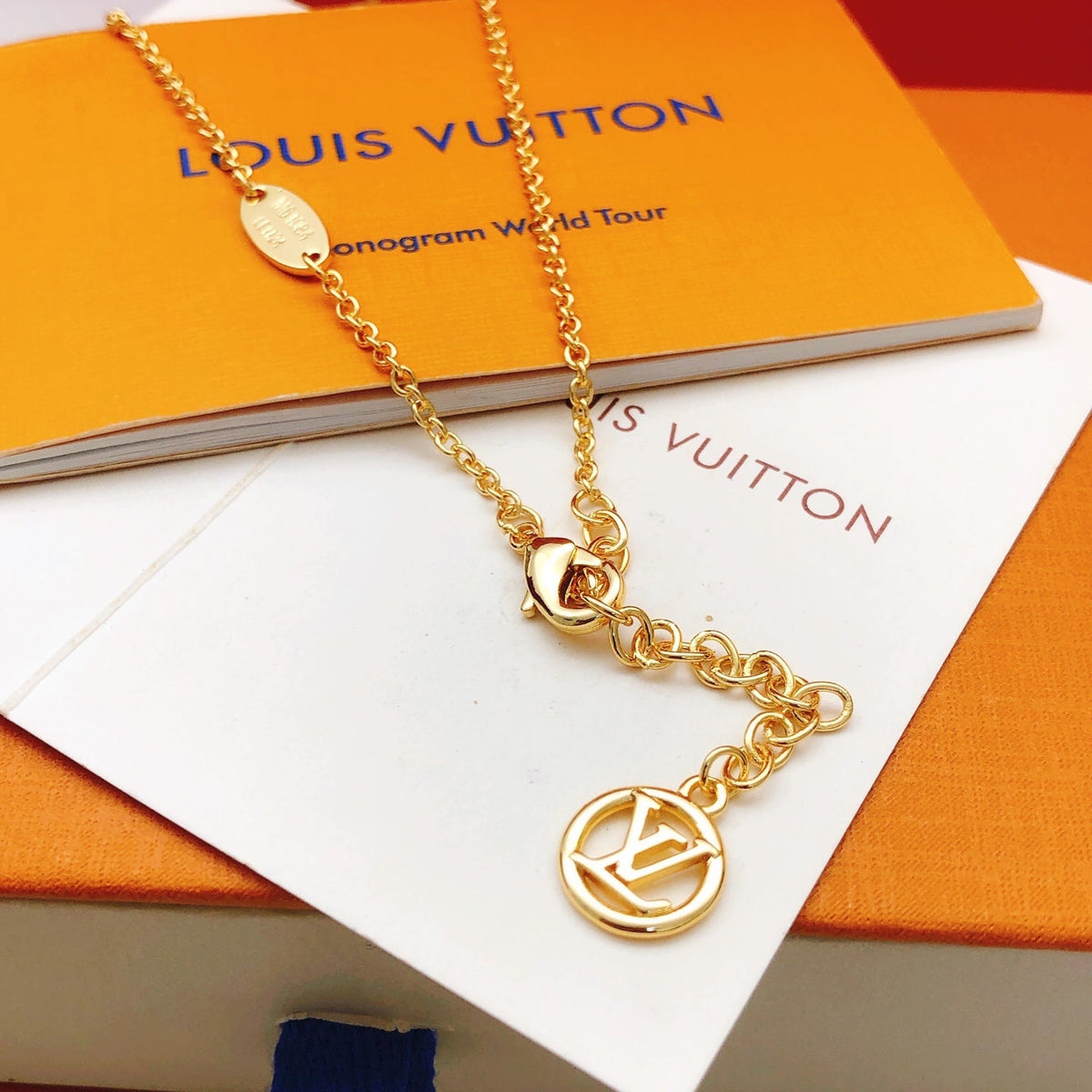 Martin Graham pendant necklace in polished metal-tone – front product view