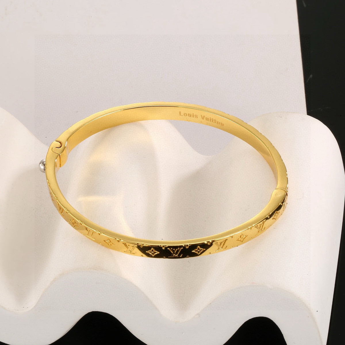 Martin Graham bangle in polished metal-tone – styled product view