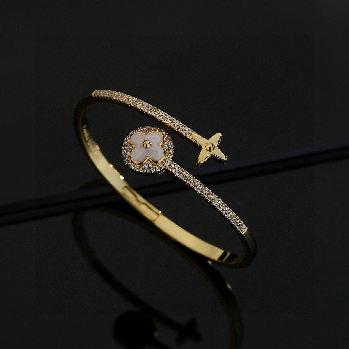 Martin Graham bangle in polished metal-tone – front product view