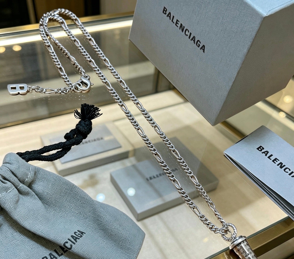 Martin Graham pendant necklace in polished metal-tone – front product view