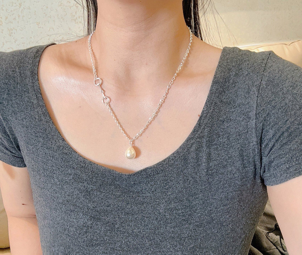 Martin Graham pendant necklace in polished metal-tone – detail view