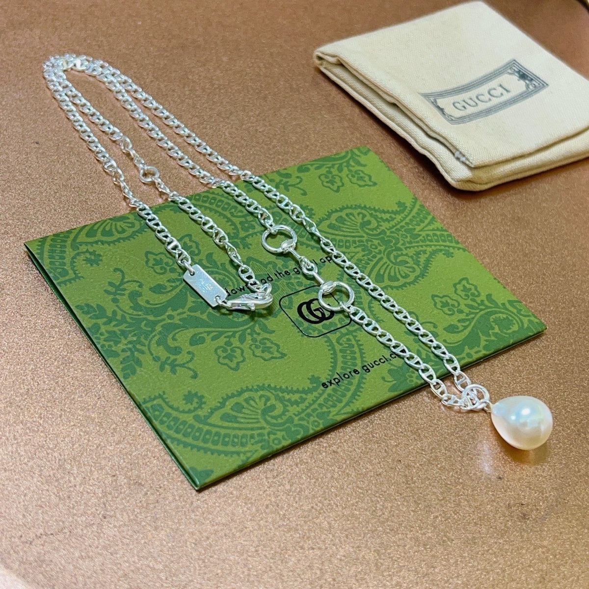 Martin Graham pendant necklace in polished metal-tone – front product view