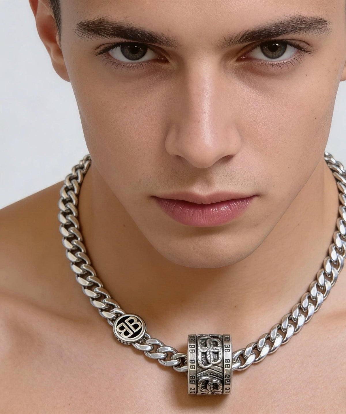 Martin Graham pendant necklace in polished metal-tone – front product view