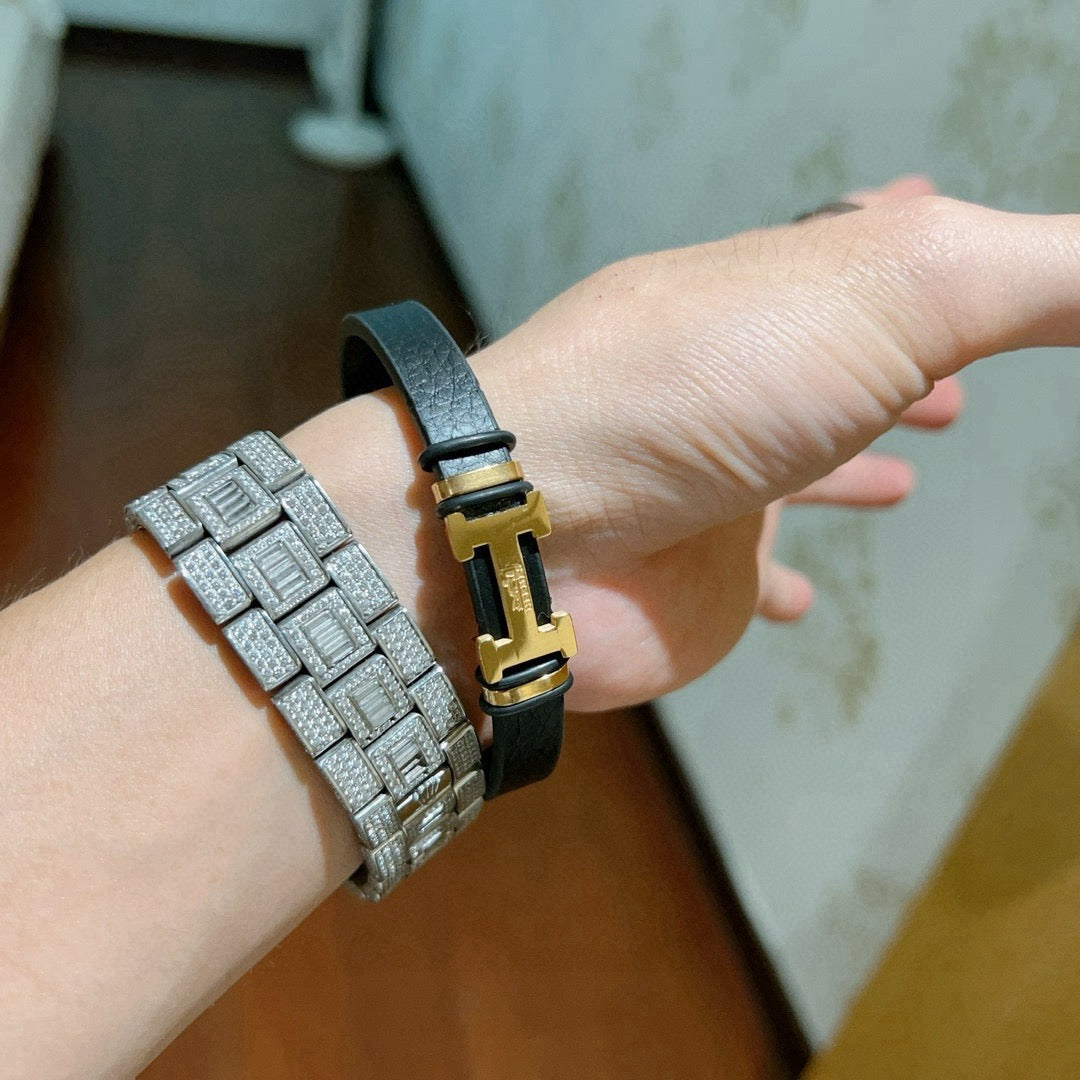 Martin Graham bangle in polished metal-tone – styled product view