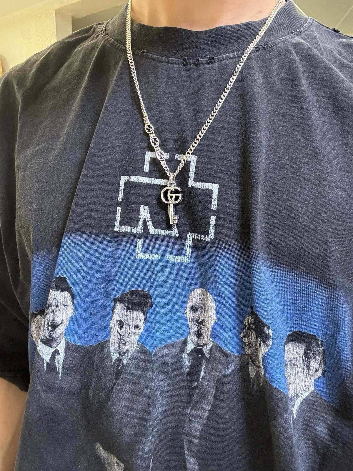 Martin Graham pendant necklace in polished metal-tone – styled product view