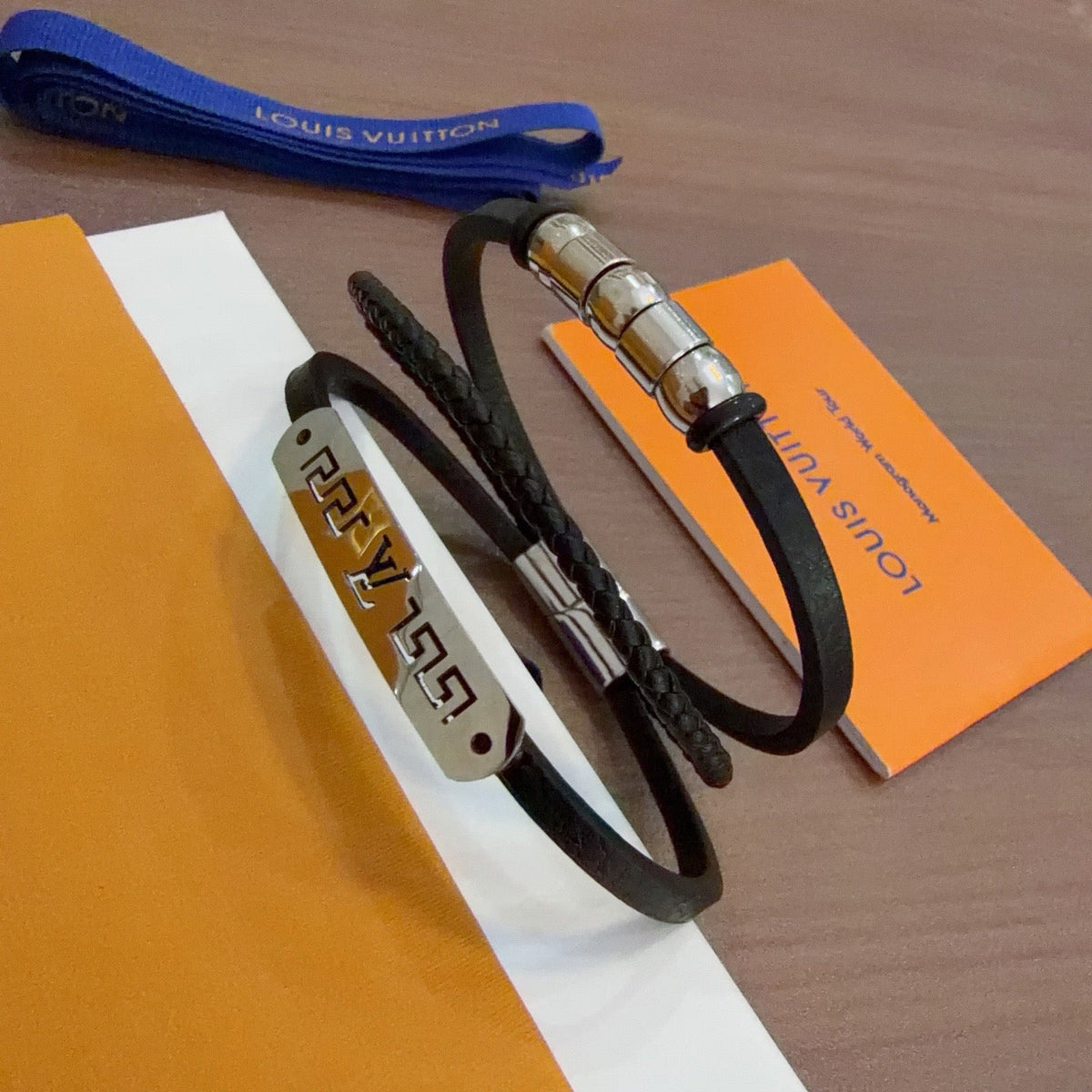 Martin Graham bangle in polished metal-tone – styled product view