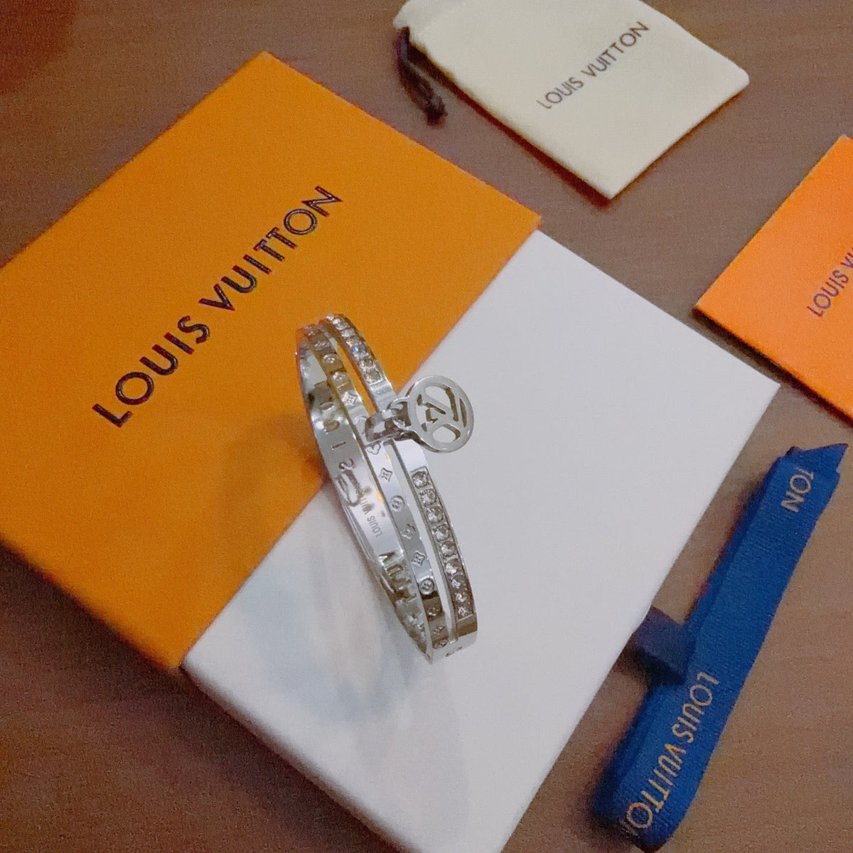 Martin Graham bangle in polished metal-tone – styled product view