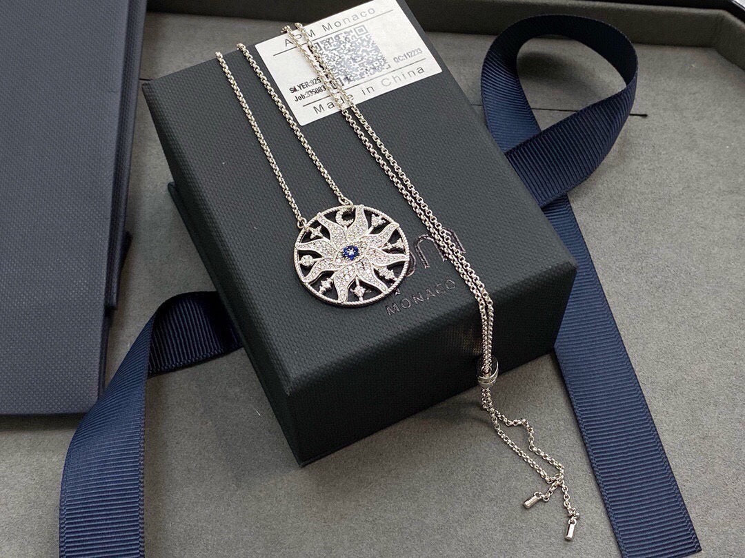 Martin Graham pendant necklace in polished metal-tone – front product view
