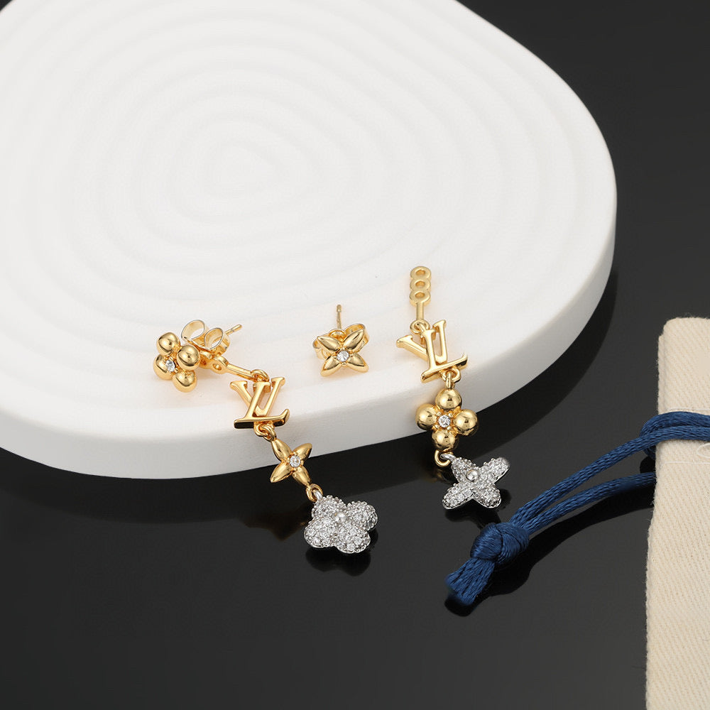 Martin Graham stud earrings in polished metal-tone – styled product view