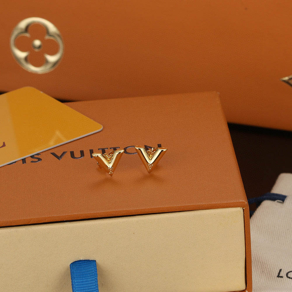 Martin Graham stud earrings in polished metal-tone – front product view