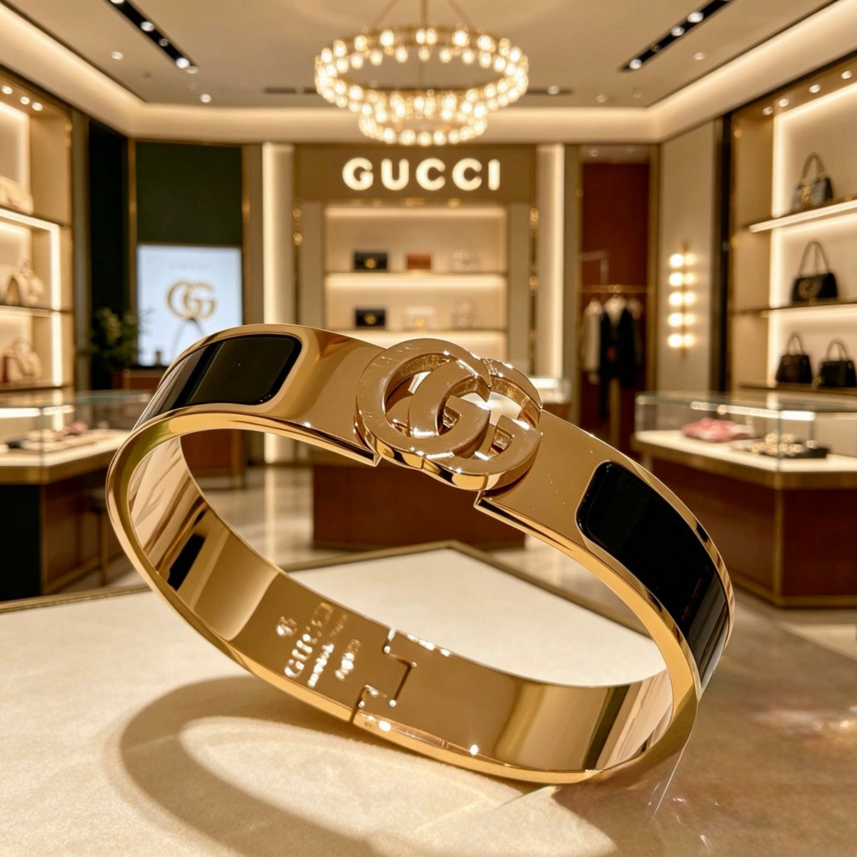 Martin Graham bangle in polished metal-tone – front product view
