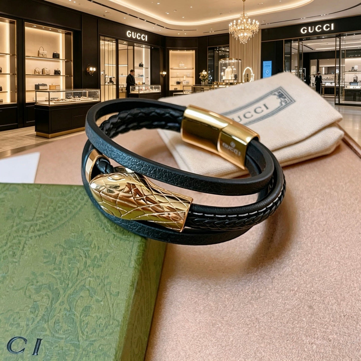 Martin Graham bangle in polished metal-tone – styled product view