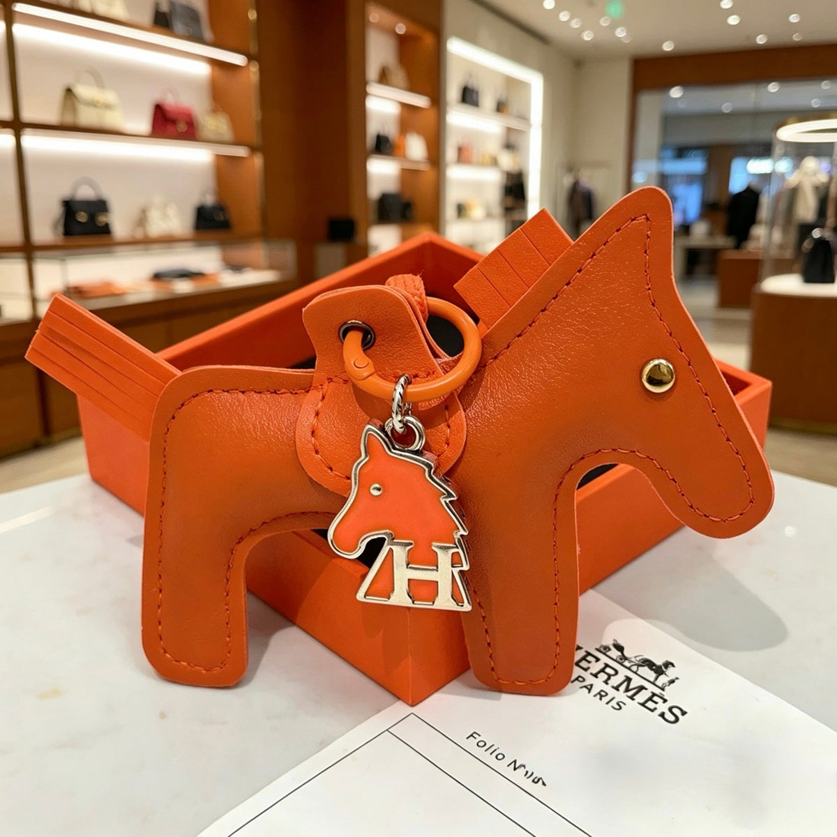 Martin Graham keychain in polished metal-tone – close-up detail