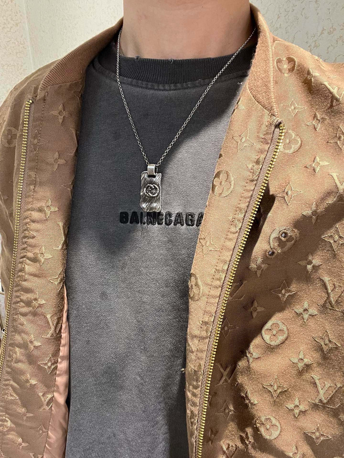 Martin Graham pendant necklace in polished metal-tone – detail view