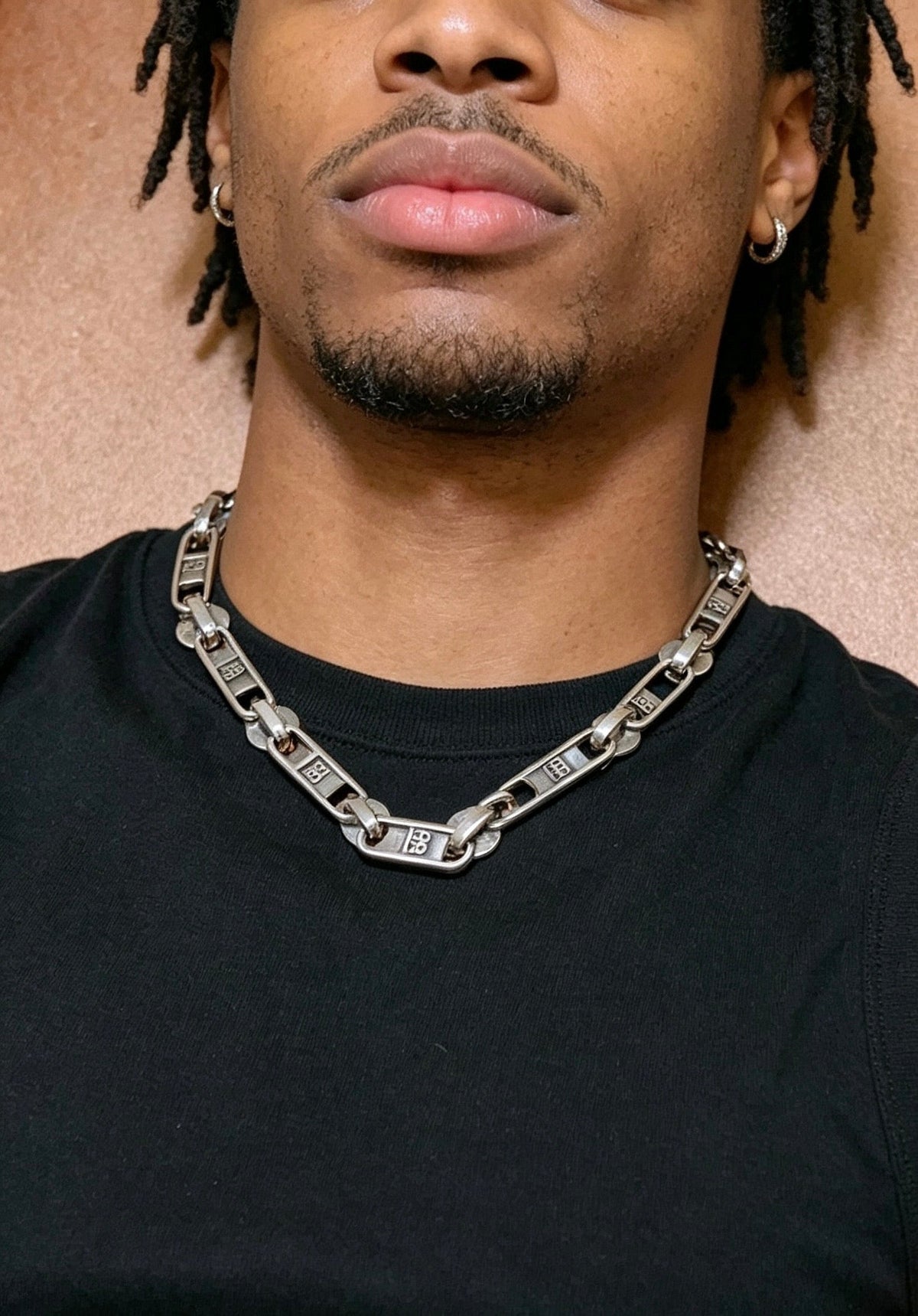 Martin Graham pendant necklace in polished metal-tone – detail view