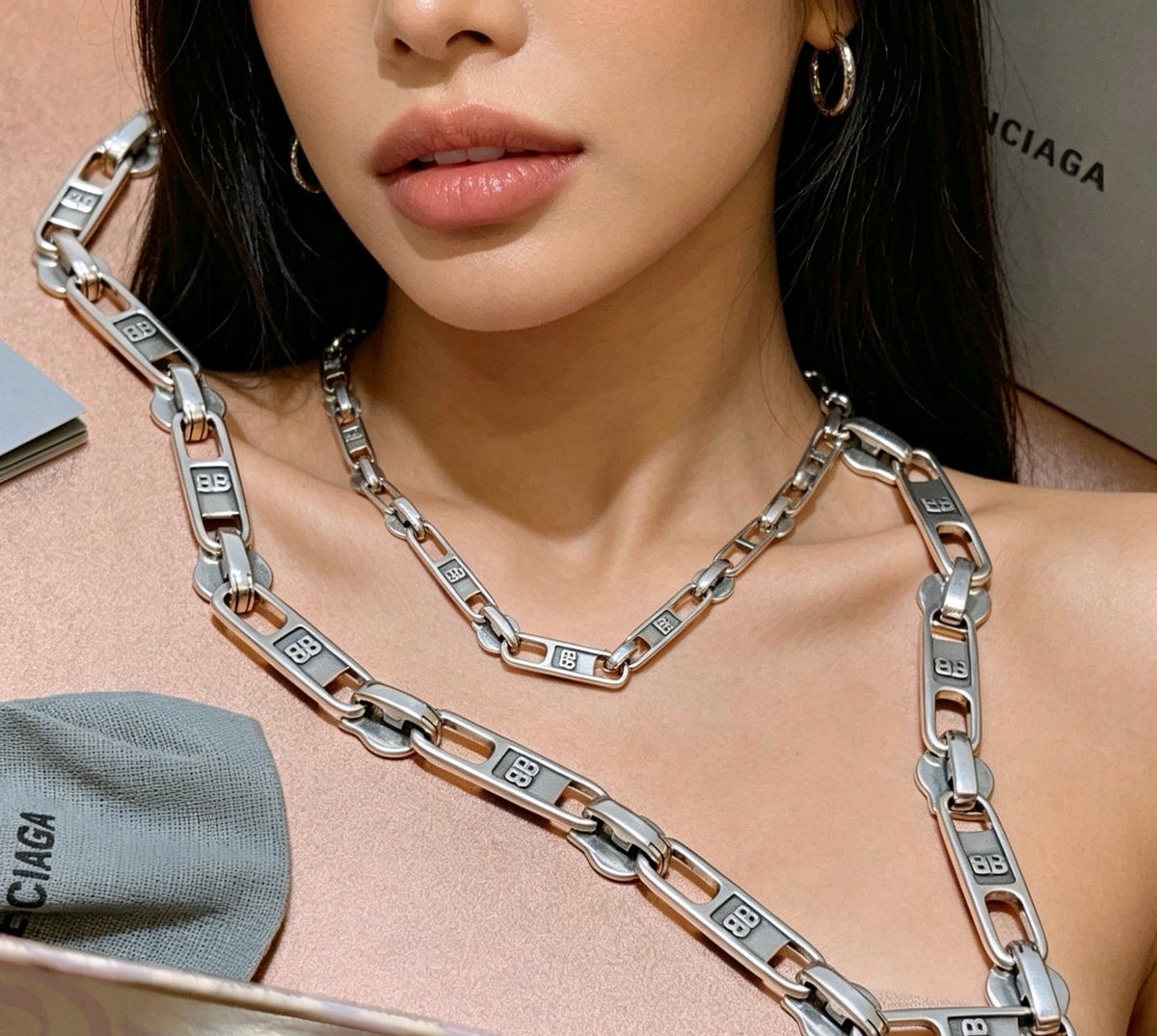 Martin Graham pendant necklace in polished metal-tone – front product view