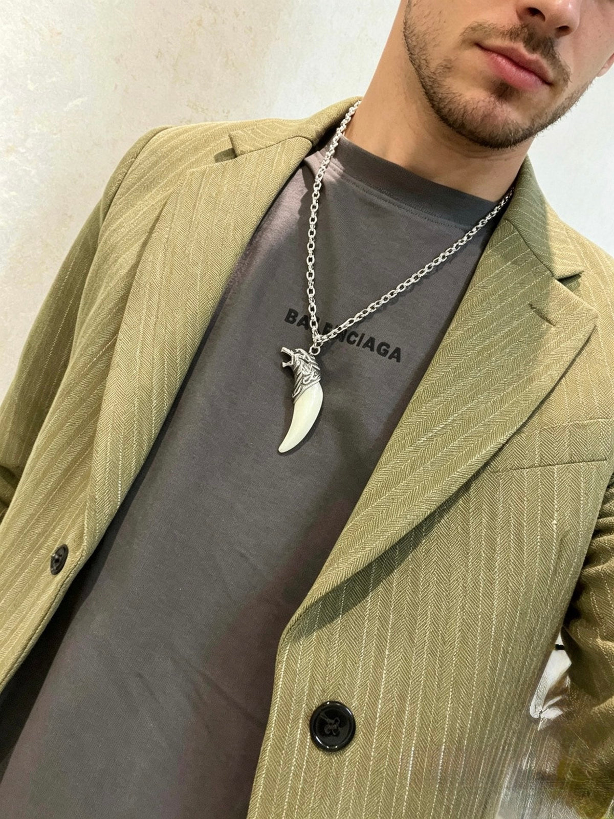 Martin Graham pendant necklace in polished metal-tone – front product view