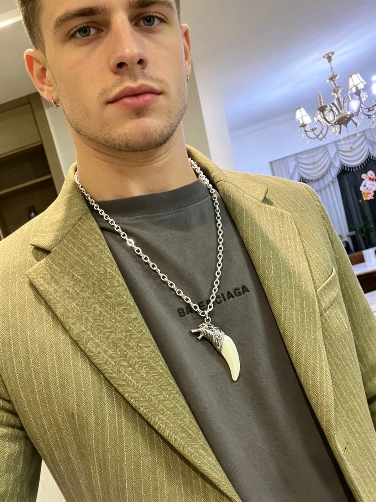 Martin Graham pendant necklace in polished metal-tone – detail view