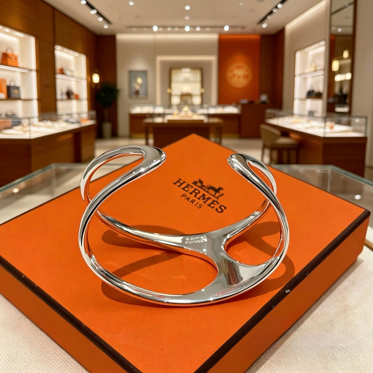 Martin Graham bangle in polished metal-tone – front product view