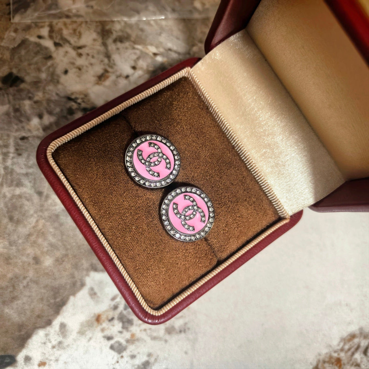 Martin Graham stud earrings in polished metal-tone – front product view