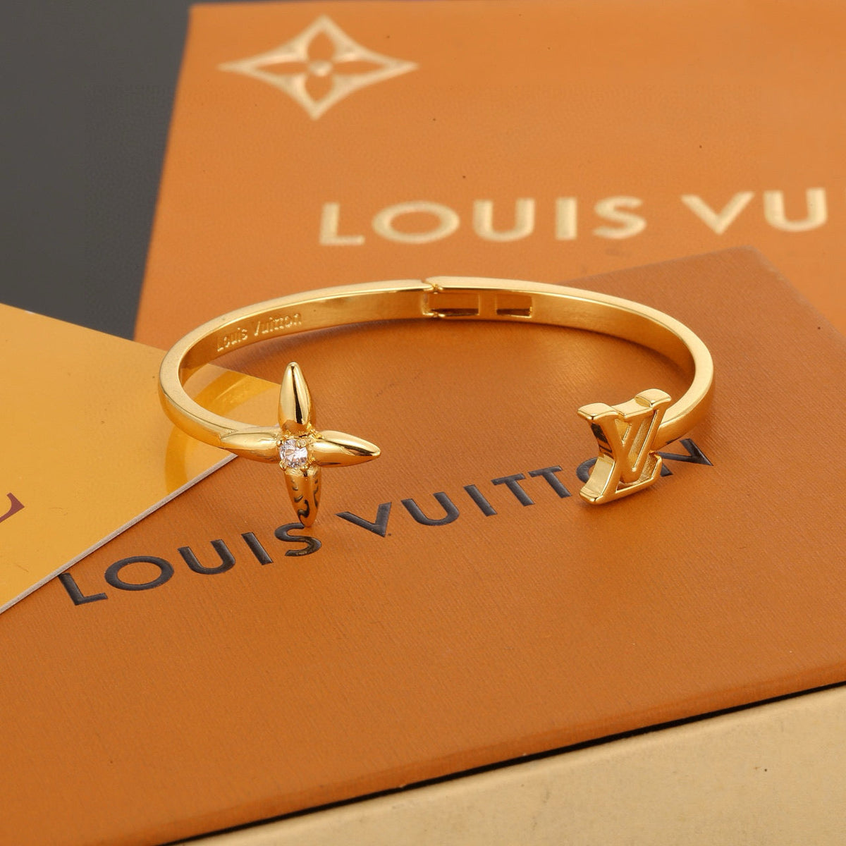 Martin Graham bangle in polished metal-tone – styled product view