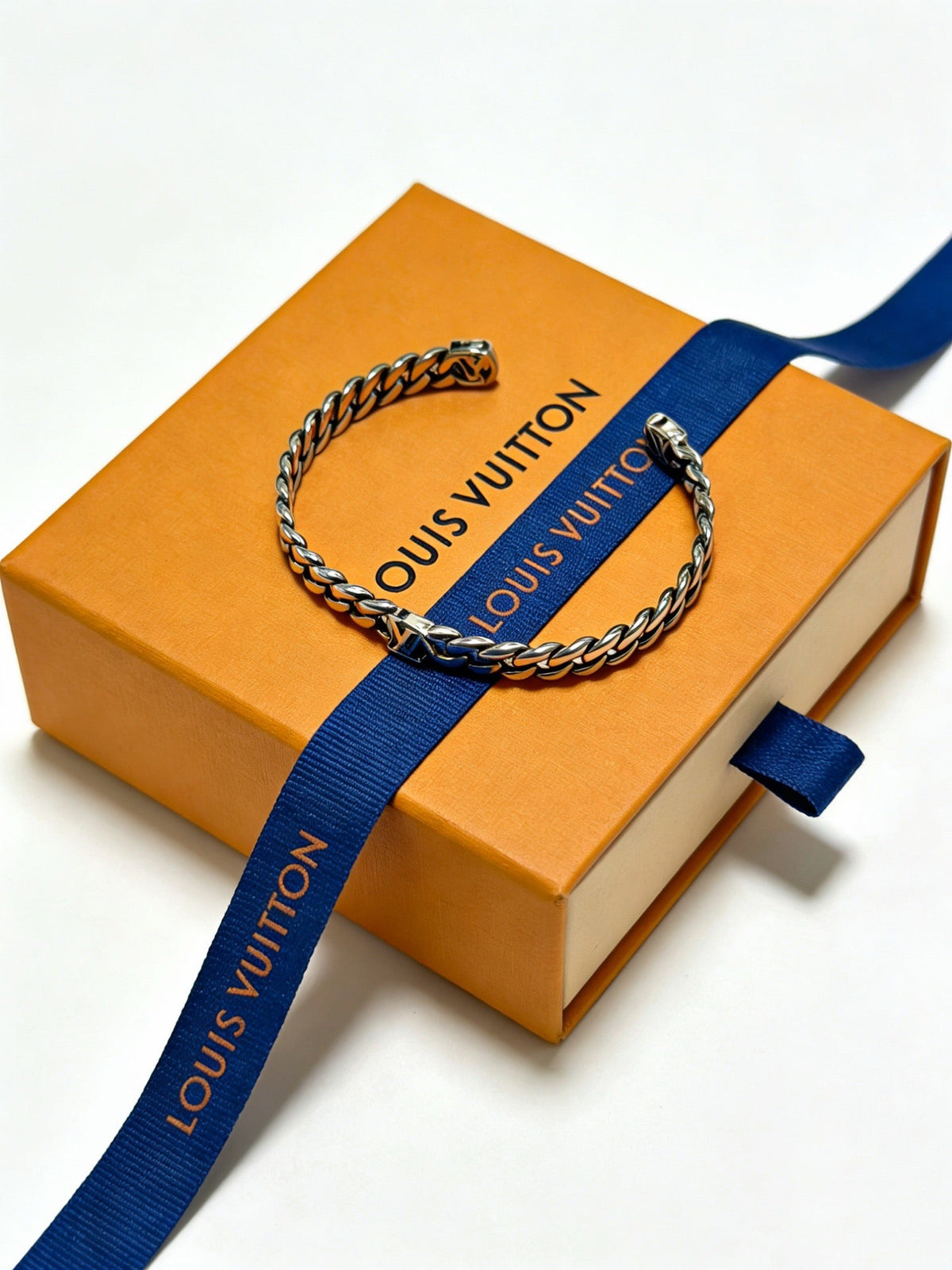 Martin Graham bangle in polished metal-tone – styled product view