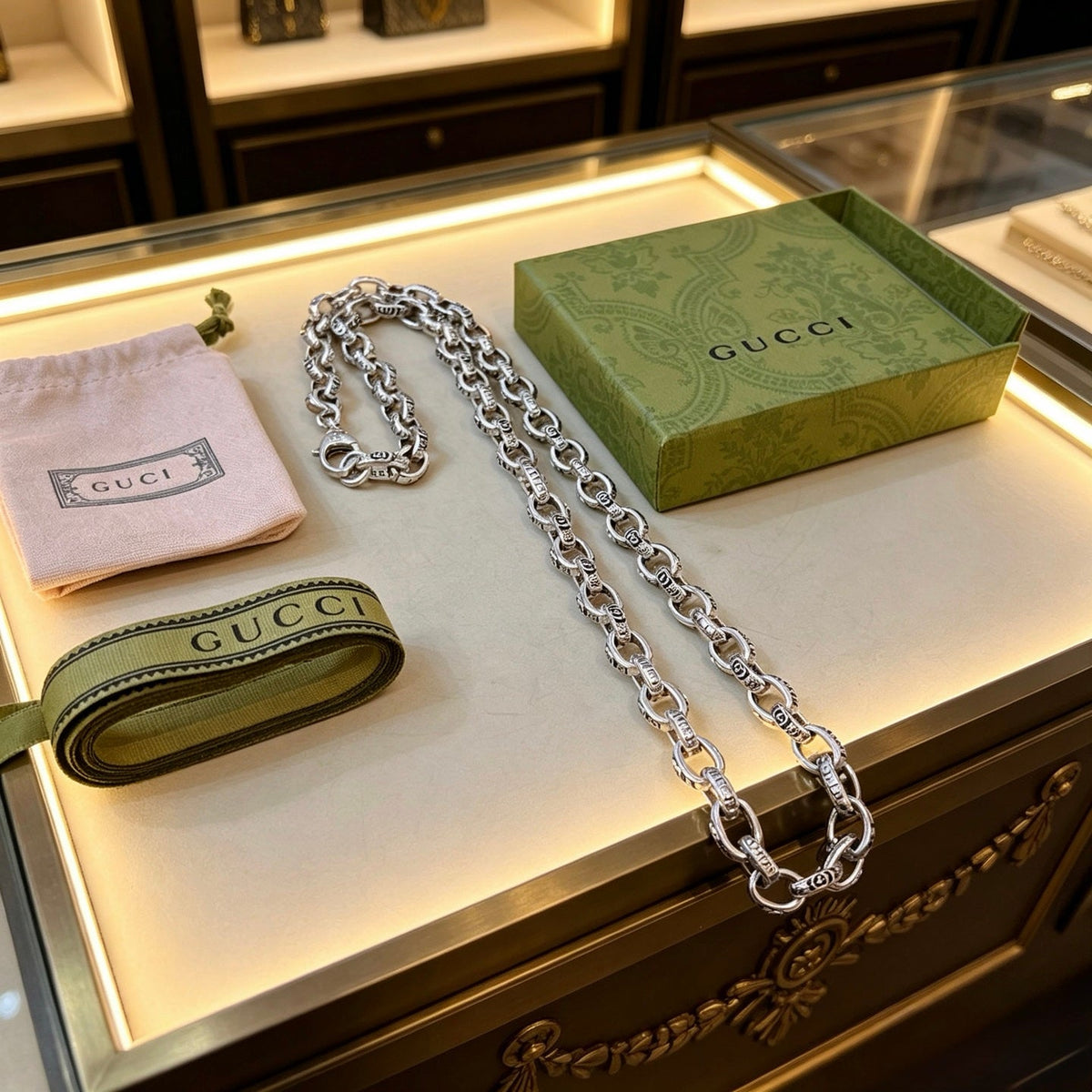 Martin Graham pendant necklace in polished metal-tone – styled product view