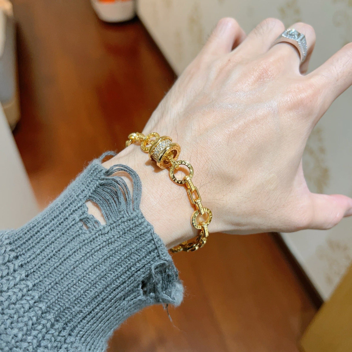 Martin Graham ring in polished metal-tone – styled product view