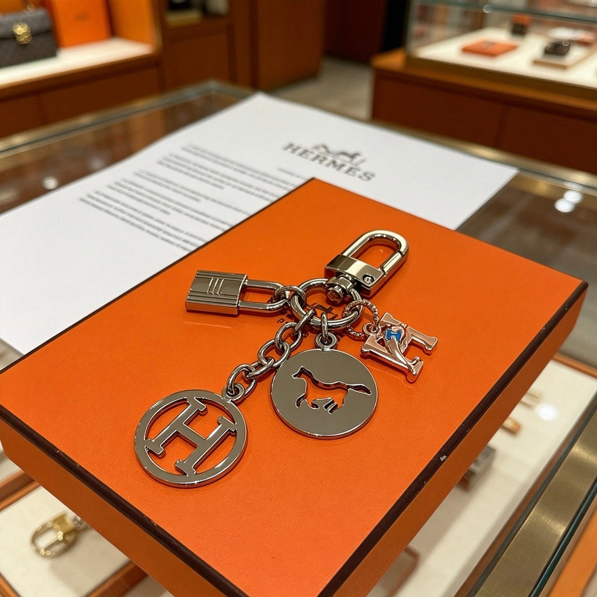 Martin Graham keychain in polished metal-tone – styled product view