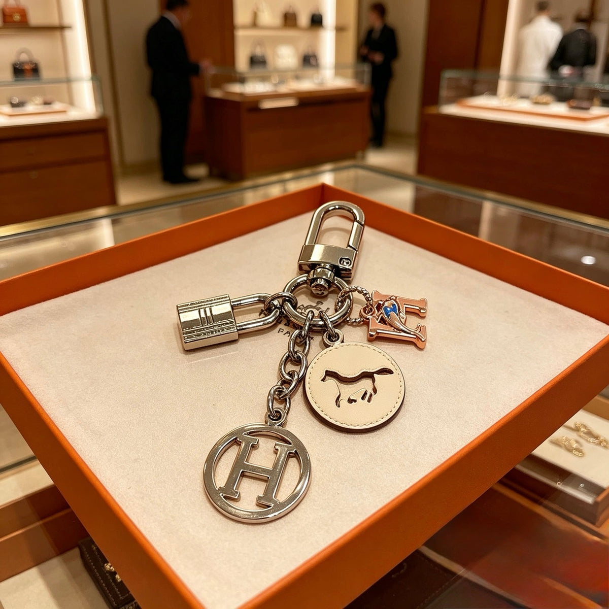 Martin Graham keychain in polished metal-tone – side detail