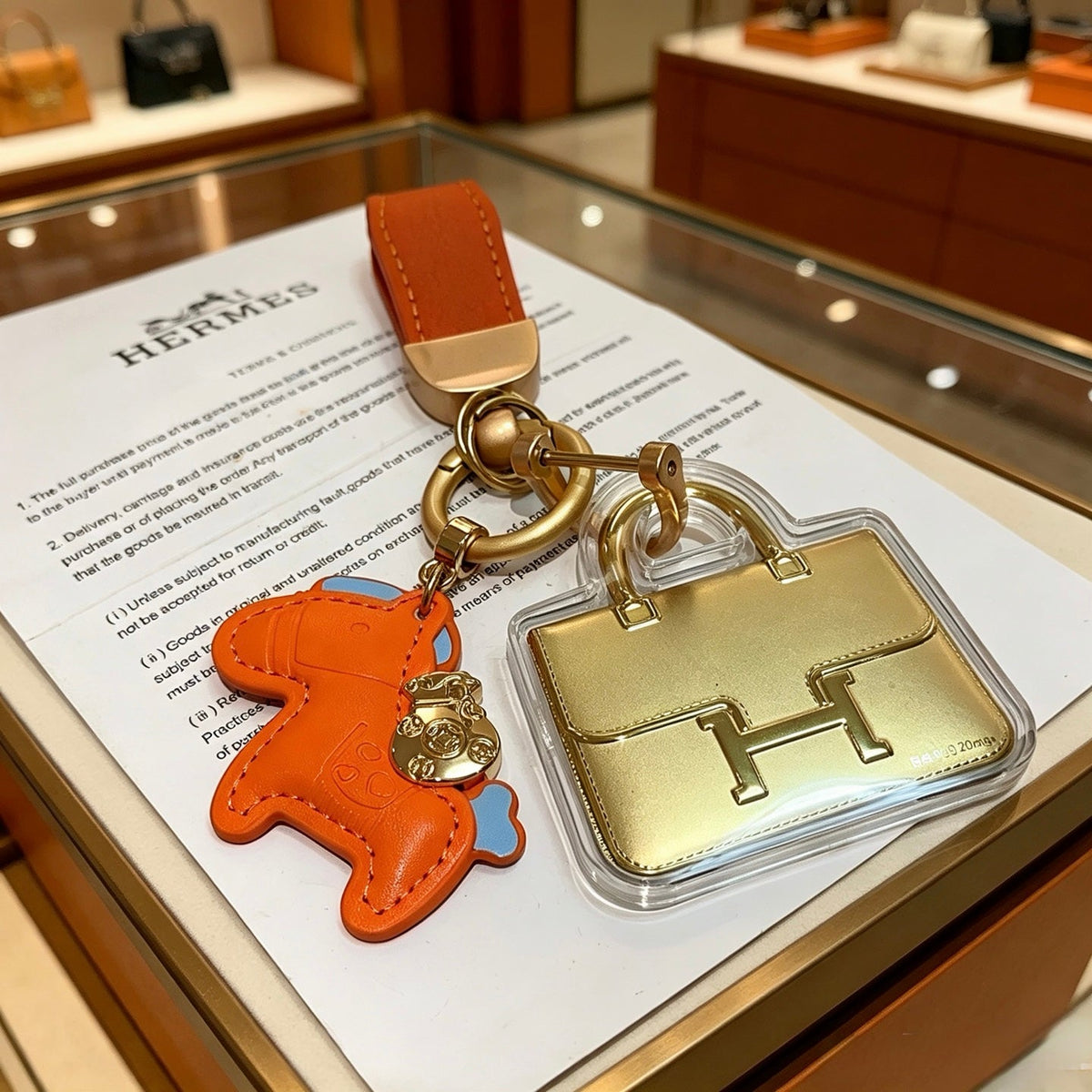 Martin Graham keychain in polished metal-tone – detail view