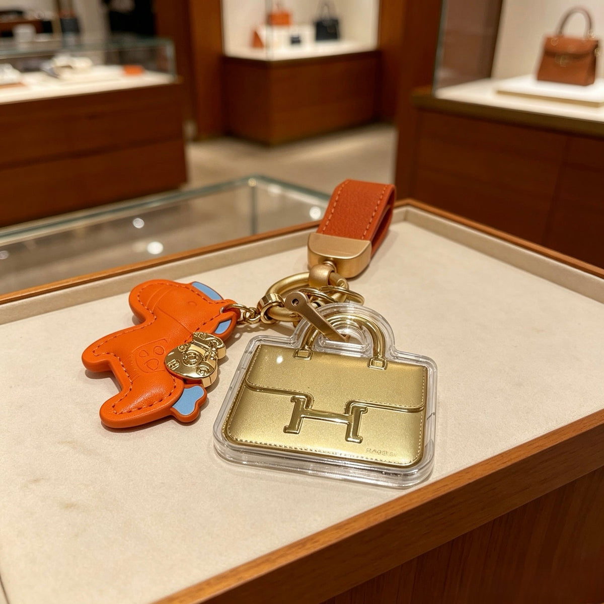 Martin Graham keychain in polished metal-tone – close-up detail